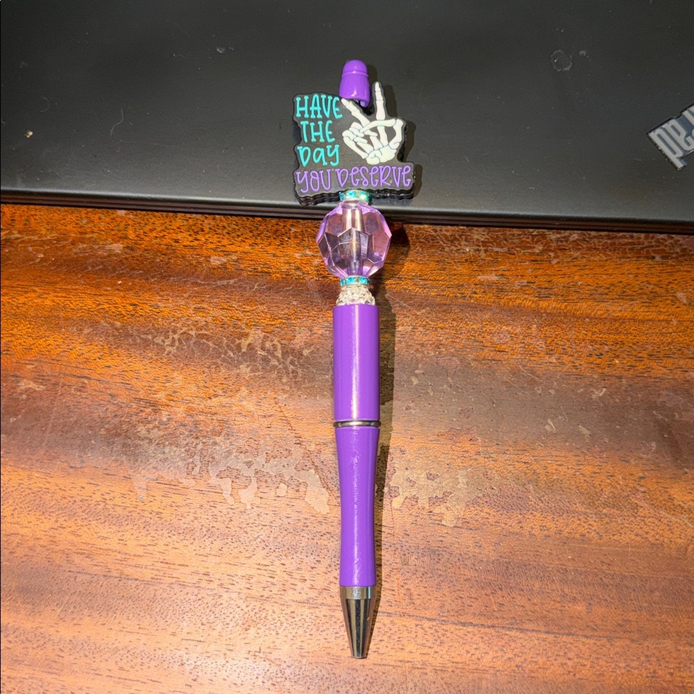 Purple Halloween Pen with Inspirational Topper “Have the Day You Deserve”